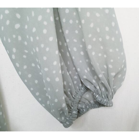 Japna Light Green Floral Tiered Career Casual Dress SZ L Long Sleeve Boho V-Neck - Picture 4 of 8